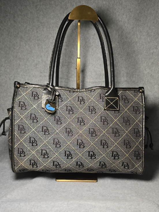 Dooney & Bourke Handbags - Dooney & Bourke Signature DB Black Canvas Leather Trim Shoulder Bag